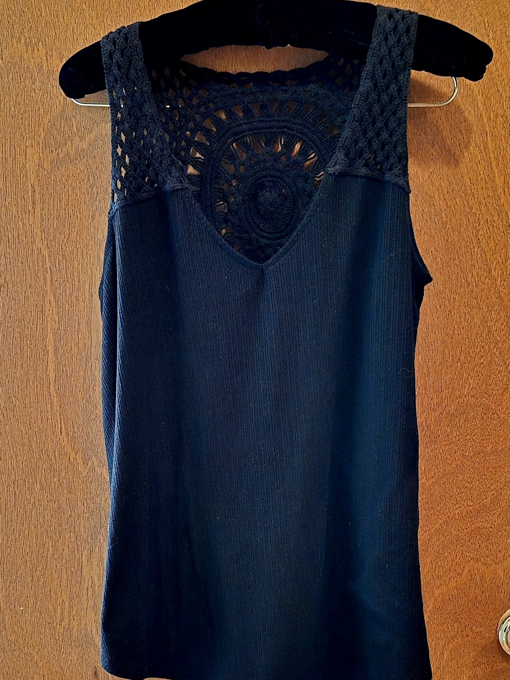 torrid Black Crochet-Back Ribbed Tank